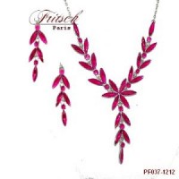 Parure fantaisie strass rose tombant